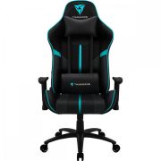 Cadeira Gamer Profissional Ajustável Preta/Ciano BC3 THUNDERX3