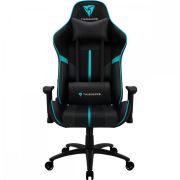 Cadeira Gamer Profissional Ajustável Preta/Ciano BC3 THUNDERX3