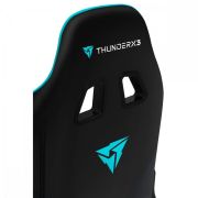 Cadeira Gamer Profissional Ajustável Preta/Ciano BC3 THUNDERX3