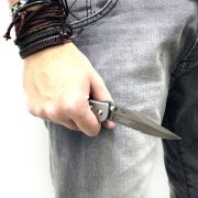 Canivete em Aço Inox com Lâmina Mista e Serrilhada TITAN NTK Nautika