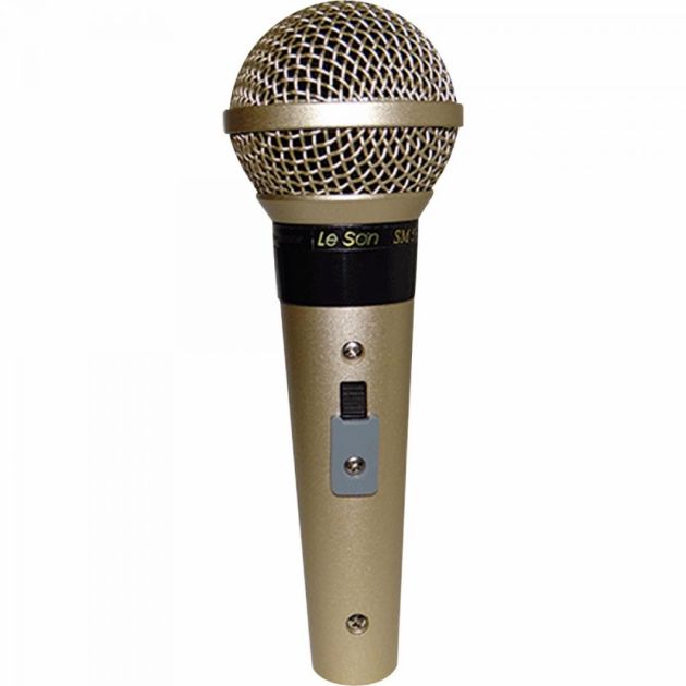 Microfone Profissional Com Fio Cardióide Champanhe SM58 P4 LESON