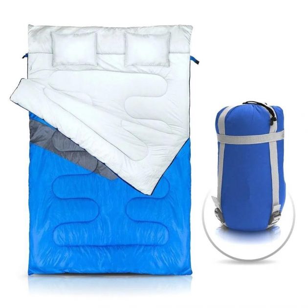 Saco de Dormir Casal para Temperaturas -5°C à +5°C Azul/Cinza KUPLE NTK Nautika